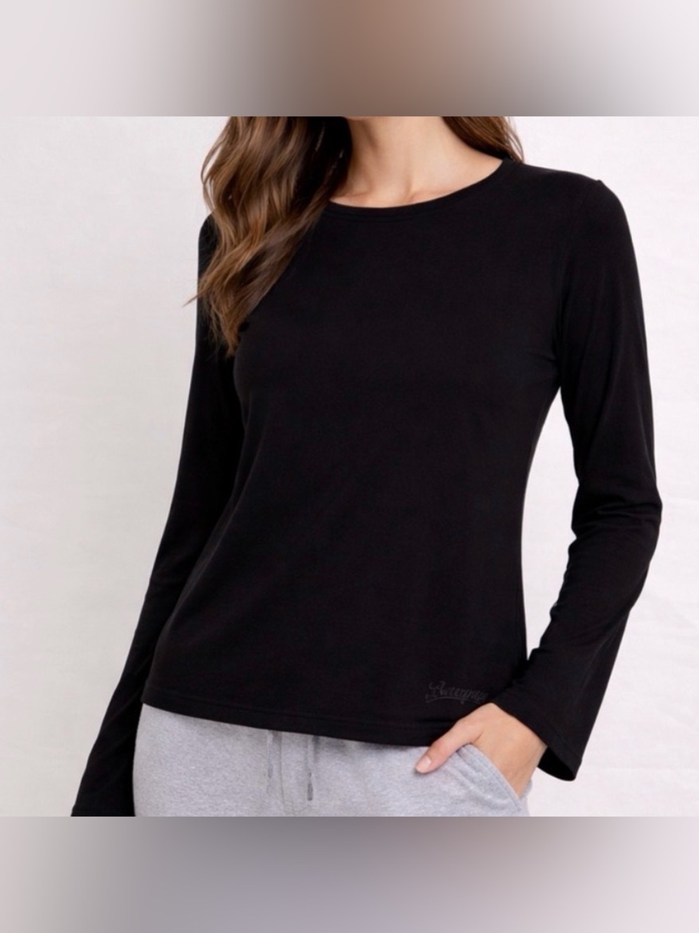 Bearpaw Black Long Sleeve Sleepwear Top Women’s Size M Soft Stretch(A474)✨